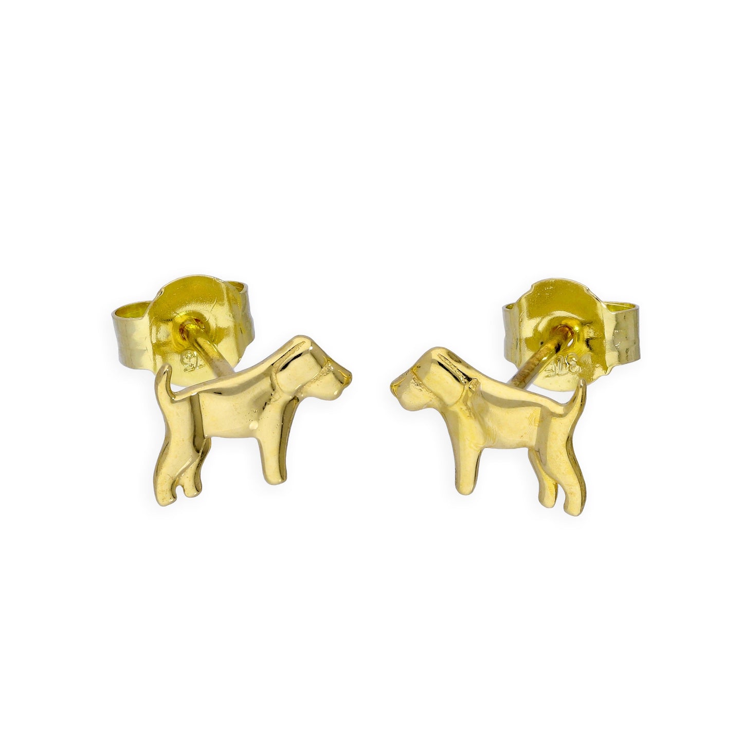 9ct Gold Labrador Stud Earrings