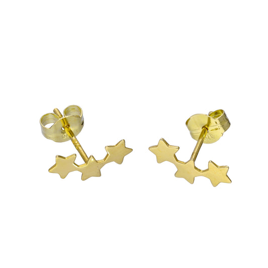 9ct Gold Triple Star Stud Earrings