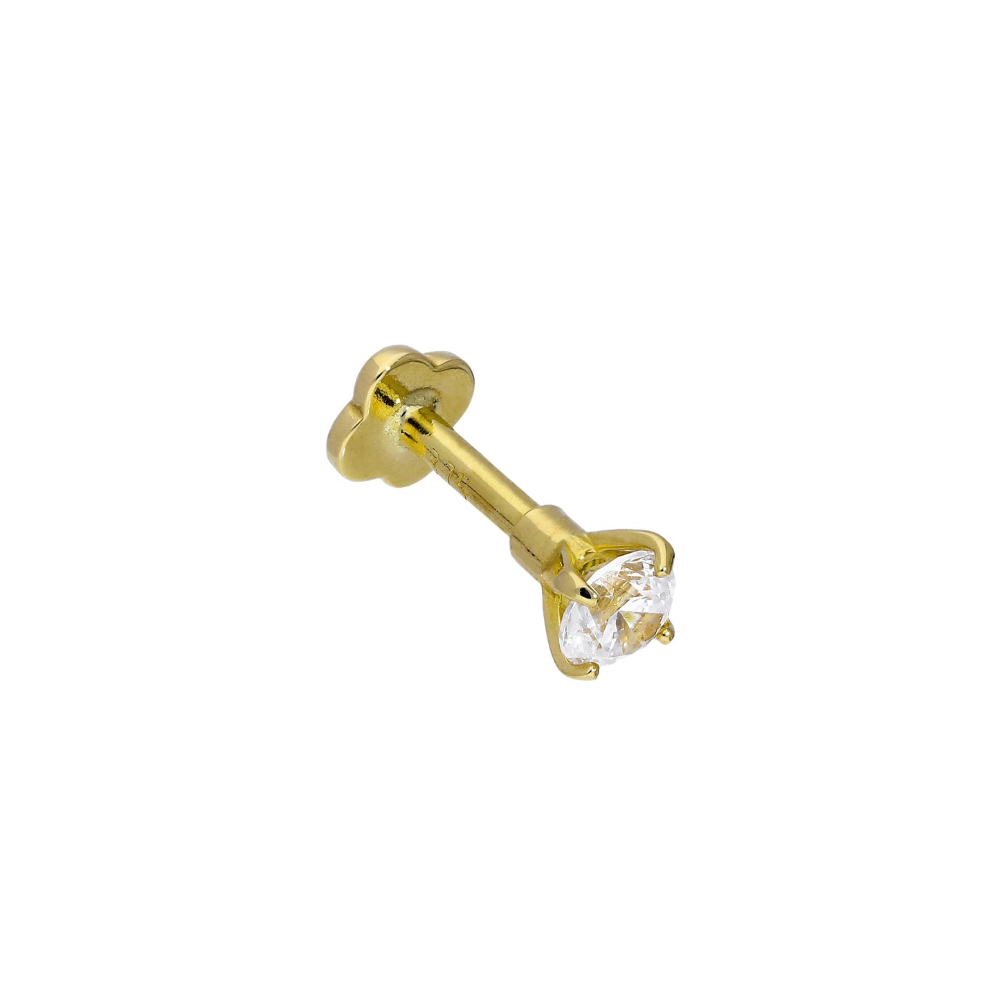 9ct Gold & Clear CZ Crystal 17Ga Labret