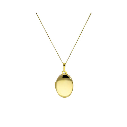 9ct Gold Engravable Oval Locket on Chain 16 - 20 Inches