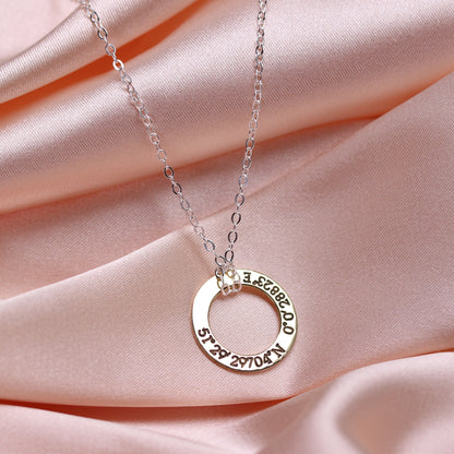 Personalised Sterling Silver Coordinate Circle Necklace