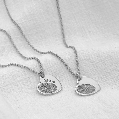 Personalised Sterling Silver Fingerprint Heart Charm