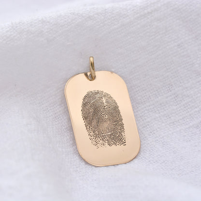 Personalised 9ct Gold Fingerprint Dog Tag Necklace