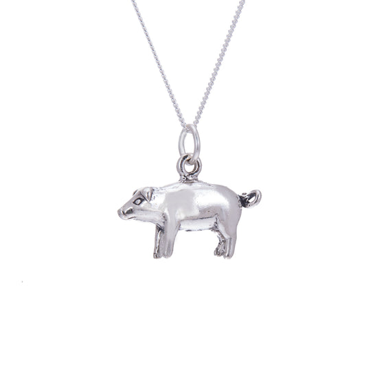 Sterling Silver Pig Necklace