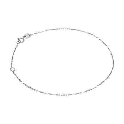 9ct White Gold Faceted Trace Chain Bracelet 7 - 8 Inches