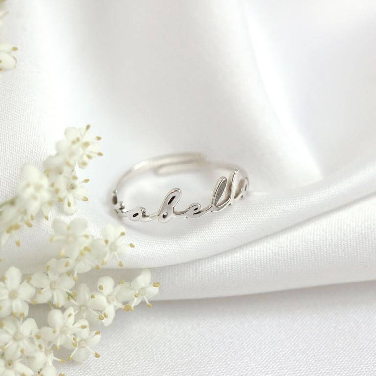 Personalised Sterling Silver Name Adjustable Ring