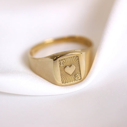 Personalised Sterling Silver Initials Playing Card Signet Ring