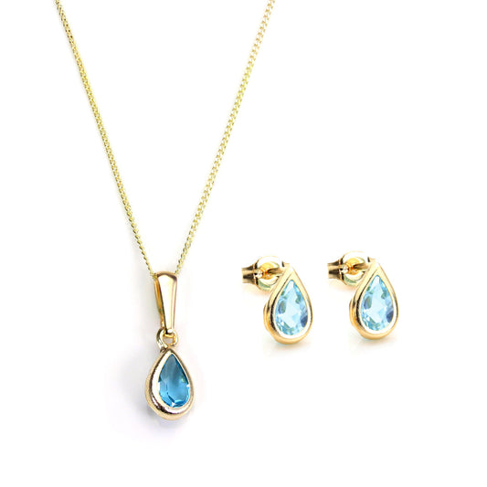 9ct Gold & November Birthstone Pendant & Stud Earrings Set