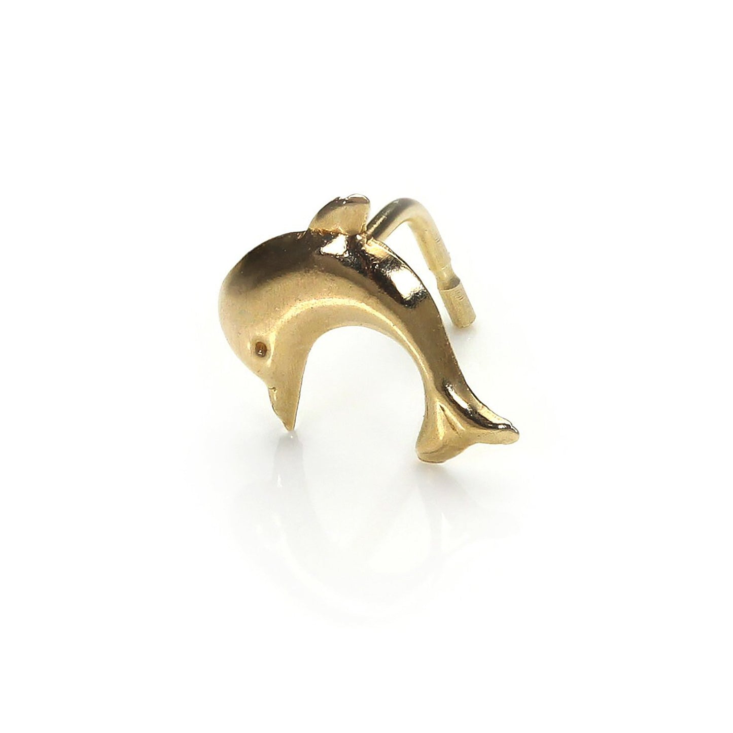 9ct Yellow Gold Dolphin L-Shaped Nose Stud