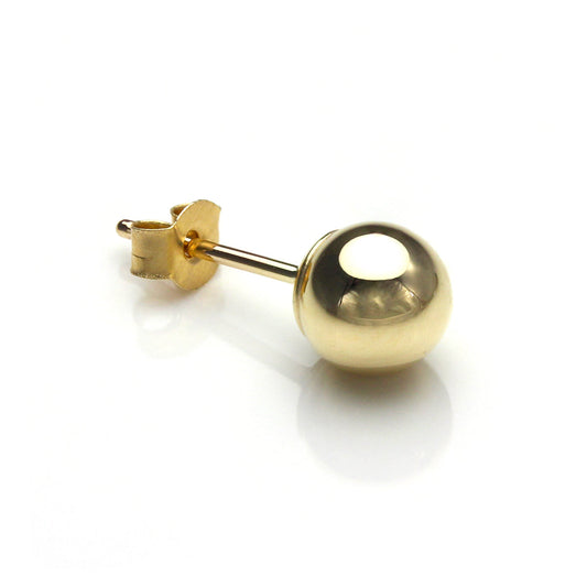 9ct Yellow Gold 5mm Ball Stud Mens Single Earring