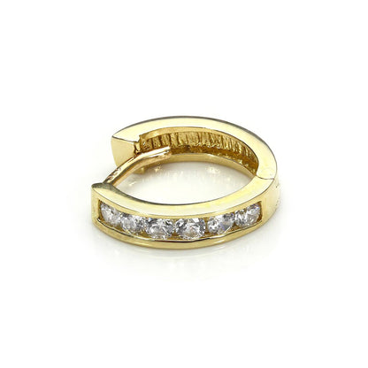 9ct Yellow Gold Clear CZ Mens Huggie Single Earring