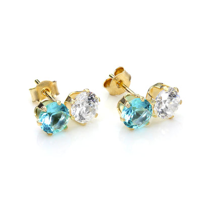 9ct Yellow Gold Crystal Double Stud Earrings