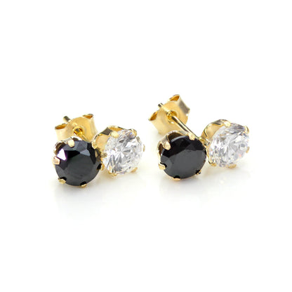 9ct Yellow Gold Crystal Double Stud Earrings