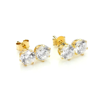 9ct Yellow Gold Crystal Double Stud Earrings