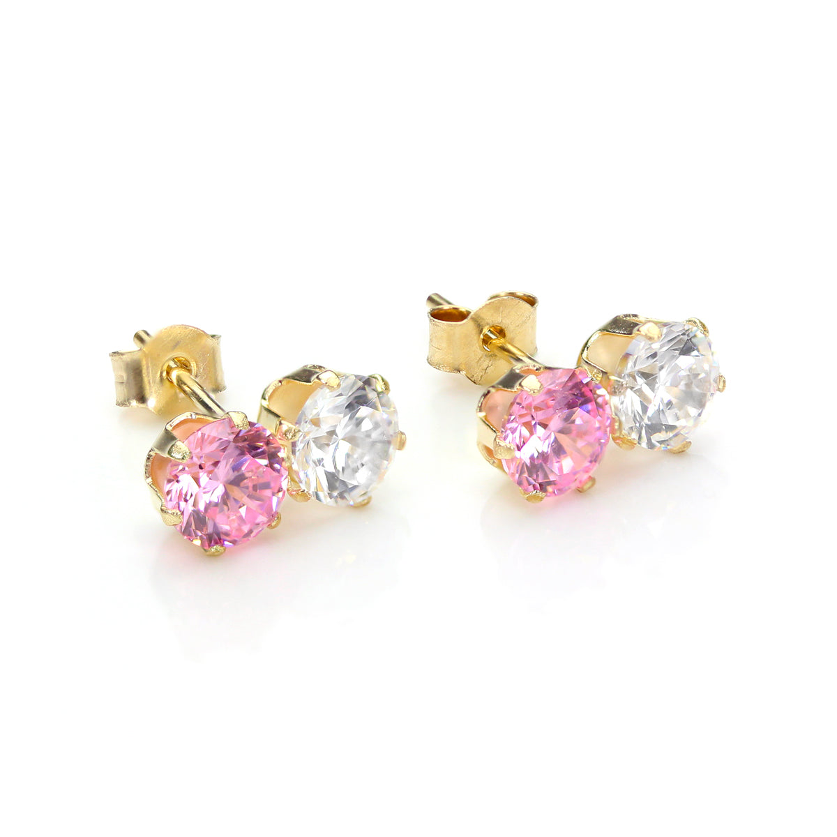 9ct Yellow Gold Crystal Double Stud Earrings