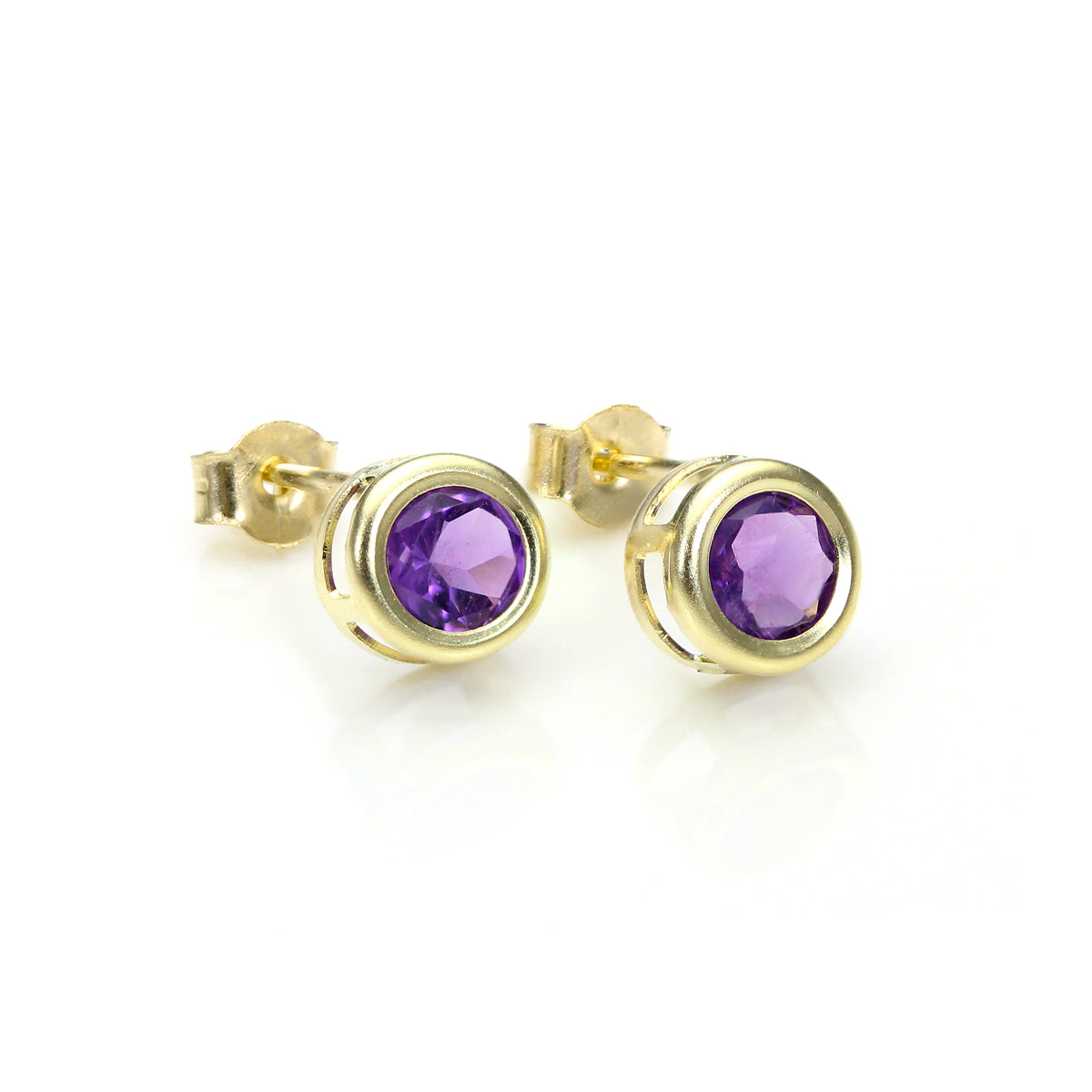 9ct Yellow Gold Gemstone & Crystal 5mm Stud Earrings