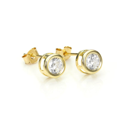 9ct Yellow Gold Gemstone & Crystal 5mm Stud Earrings