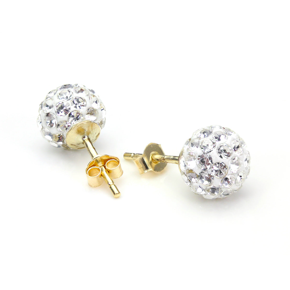 9ct Yellow Gold Pave Crystal 7mm Stud Earrings