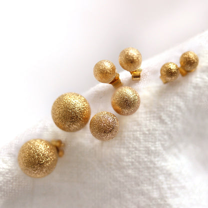 9ct Yellow Gold Frosted Ball Stud Earrings