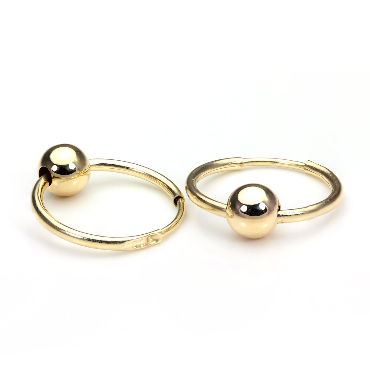 9ct Yellow Gold 14mm Ball Hoop Earrings