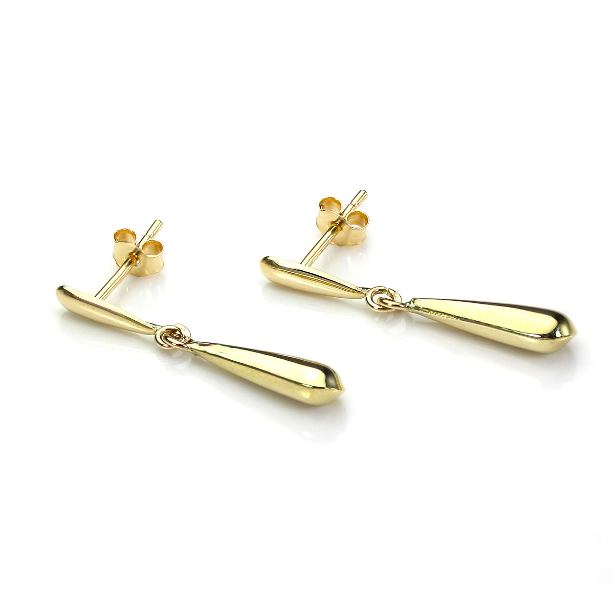 9ct Yellow Gold Hollow Tear Drop Stud Earrings