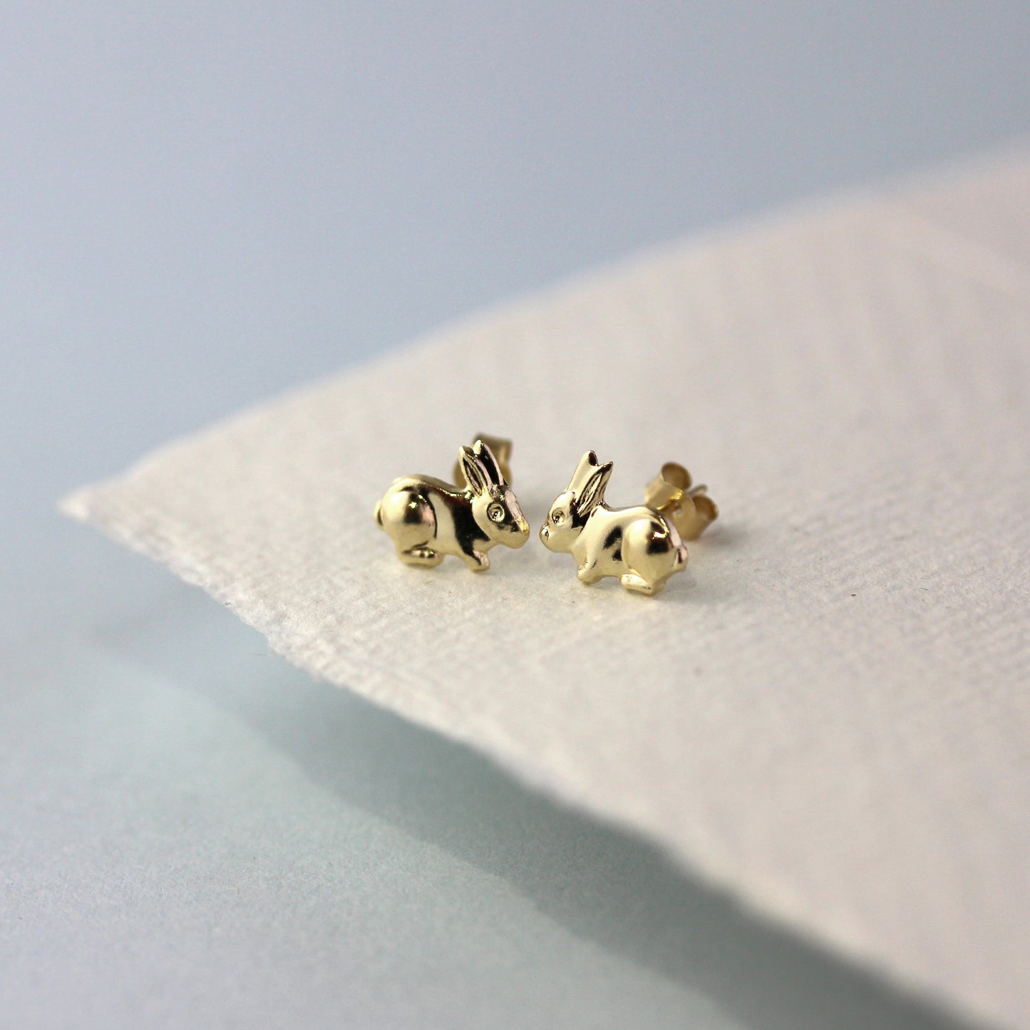 9ct Yellow Gold Bunny Rabbit Stud Earrings