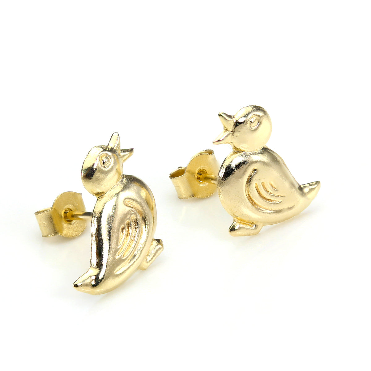 9ct Yellow Gold Cute Duck Stud Earrings