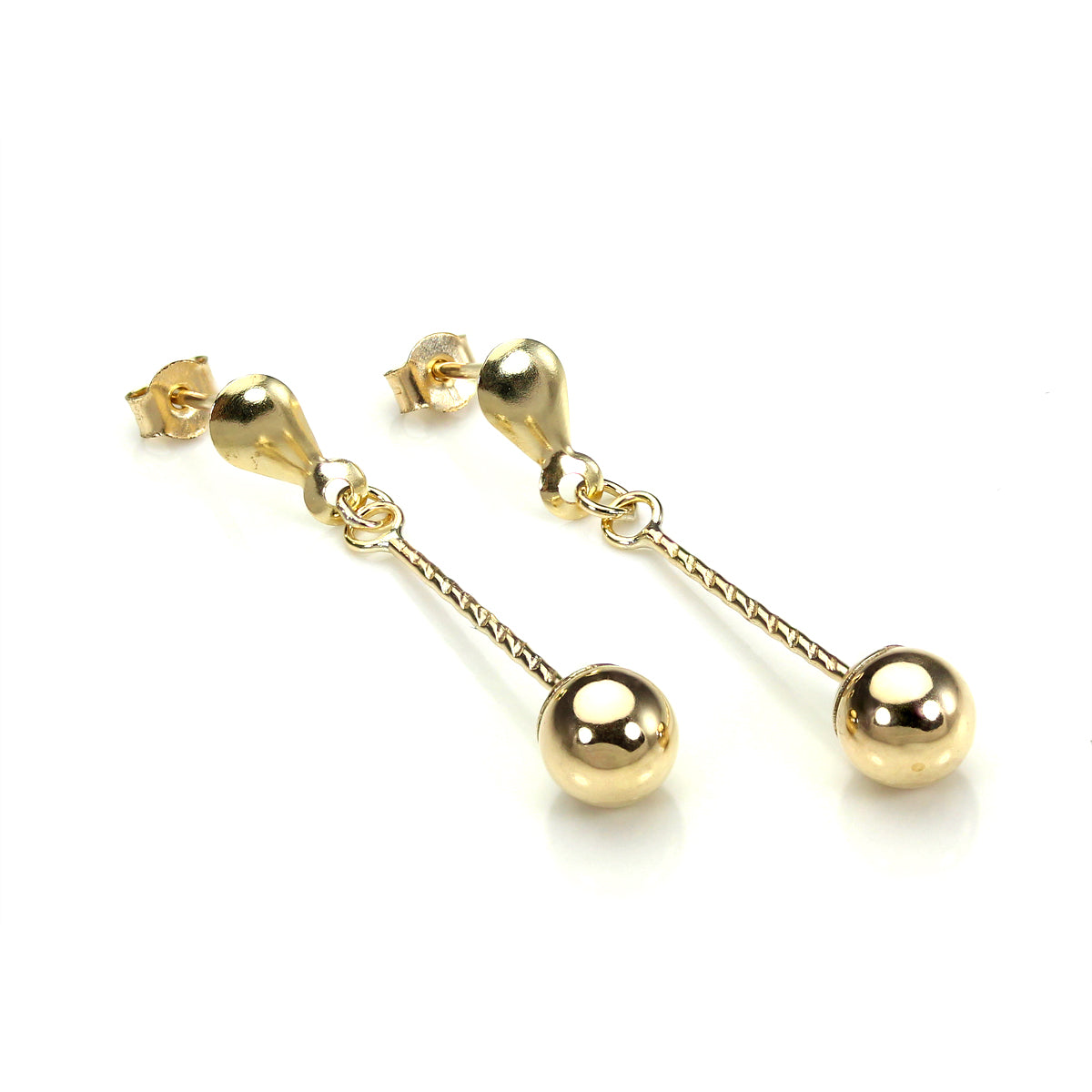 9ct Yellow Gold 5mm Ball Drop Stud Earrings