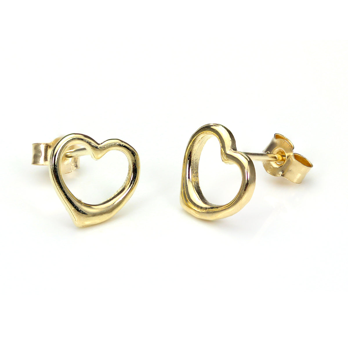 9ct Yellow Gold Open Heart Stud Earrings