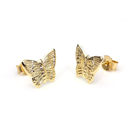 9ct Yellow Gold Flat Butterfly Stud Earrings