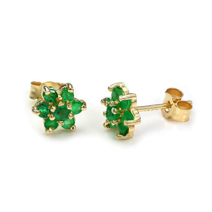 9ct Yellow Gold Gemstone & CZ Flower Petal Stud Earrings