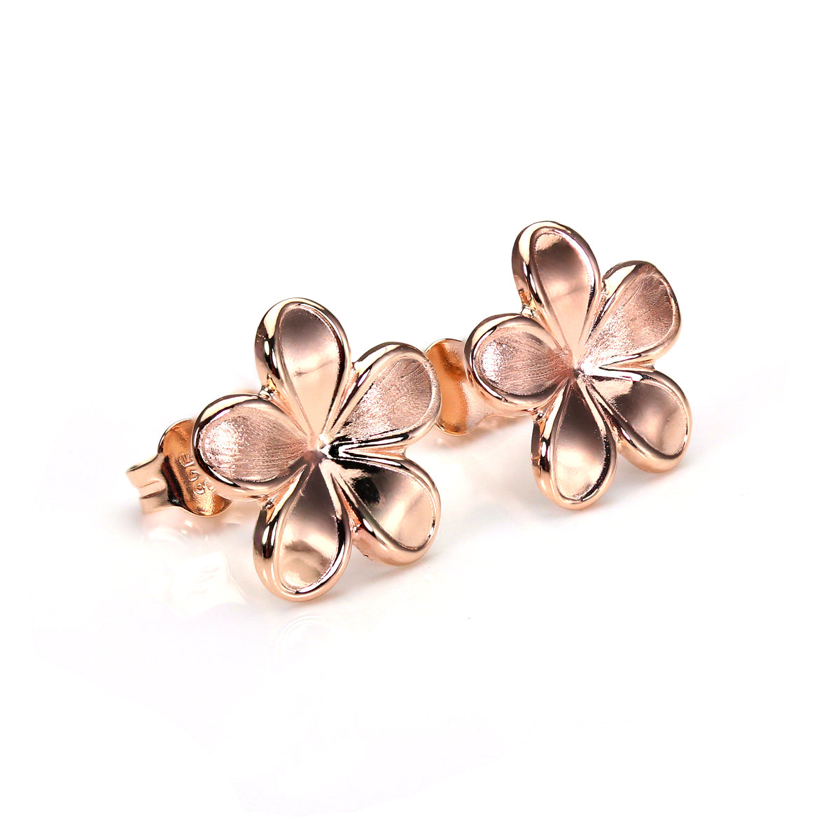 9ct Rose Gold Flower Petal Stud Earrings