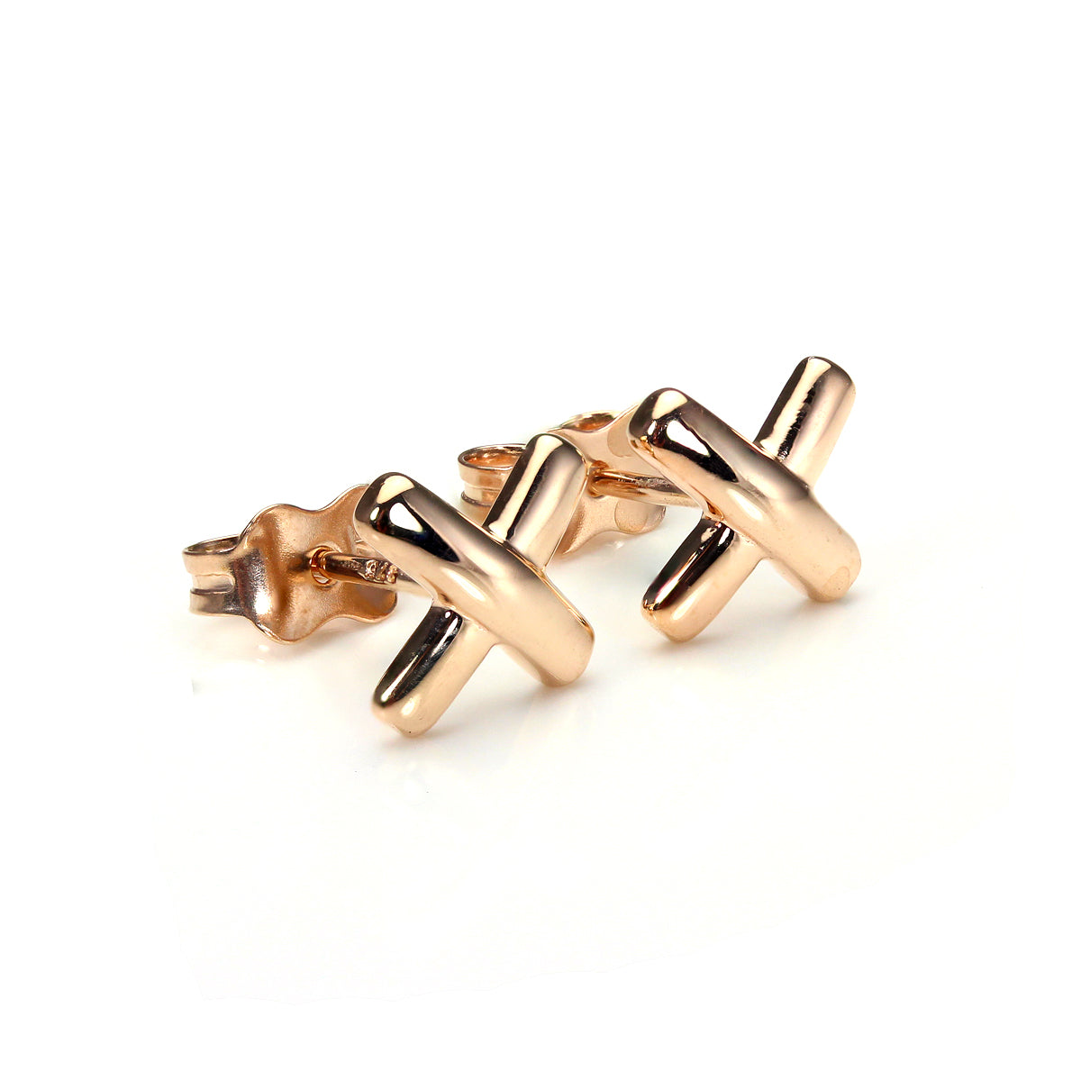 9ct Rose Gold Raised Kiss Stud Earrings