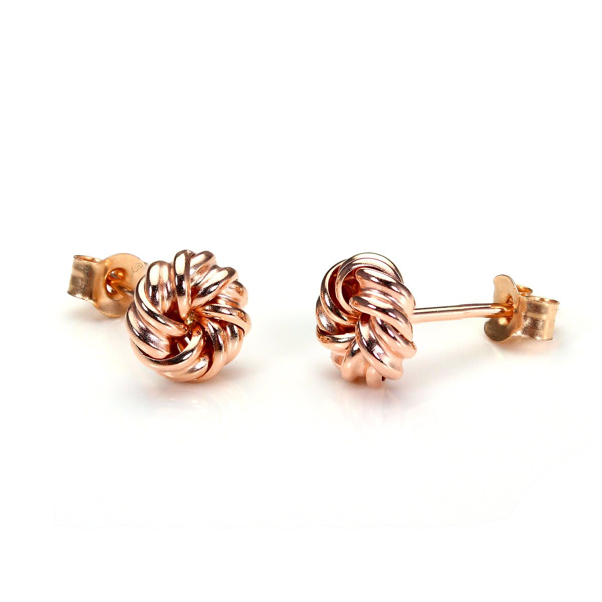 9ct Rose Gold 6mm Round Knot Stud Earrings