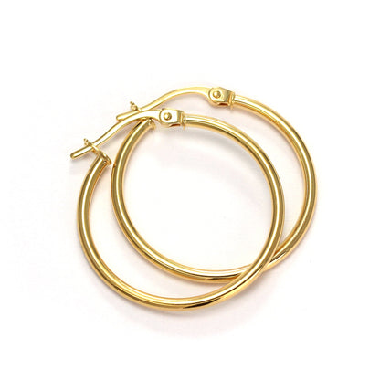 9ct Gold Snap Down Hoop Sleeper Earrings - 10mm - 24mm