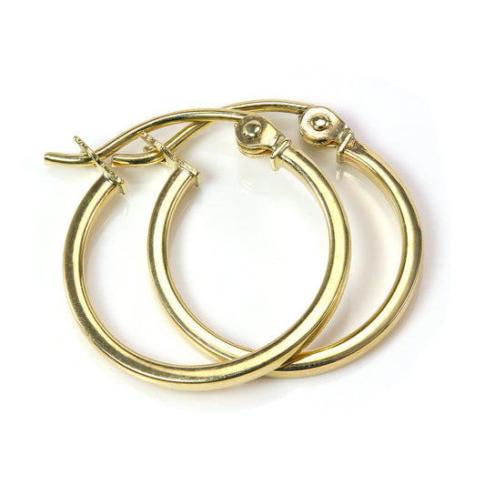 14mm 9ct Gold Square Tube Sleeper Hoop Creole Earrings