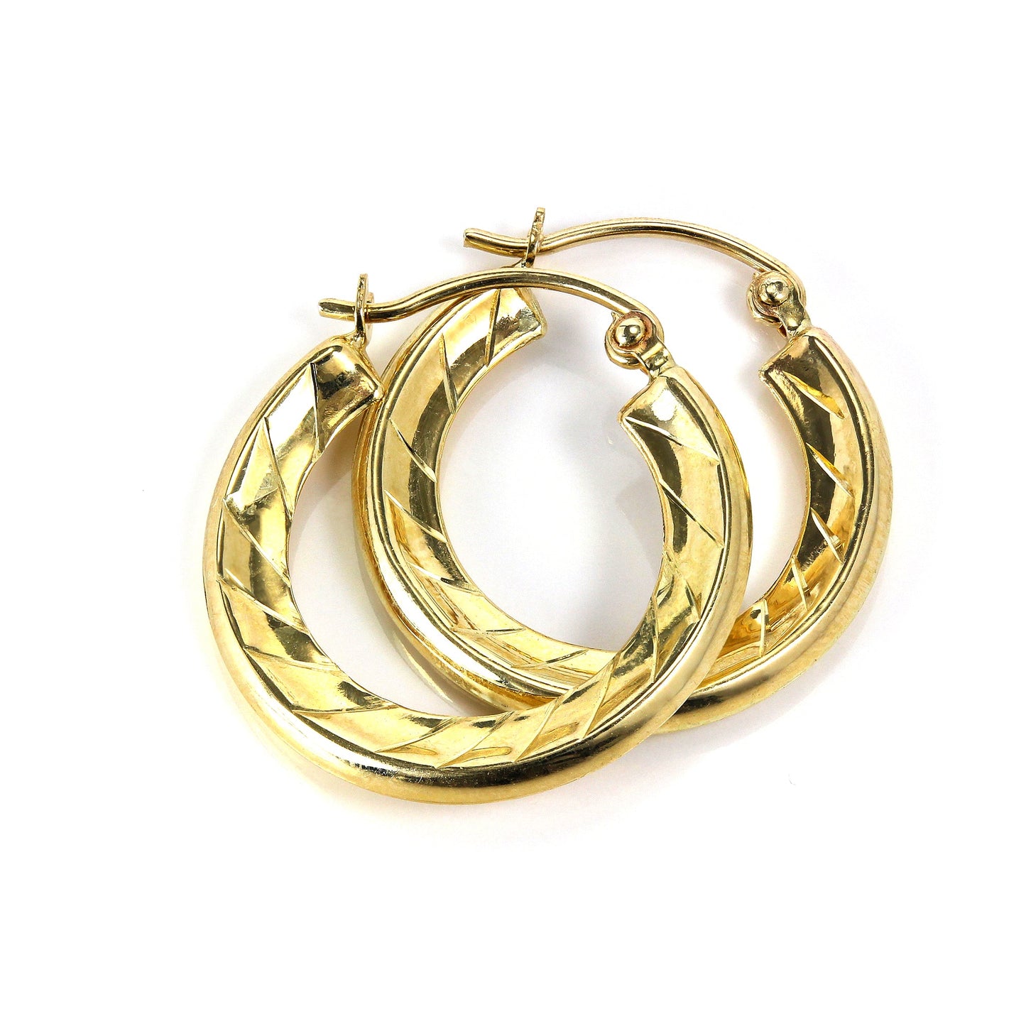 9ct Gold Light Textured Spiral 12mm Creole Hoop Earrings