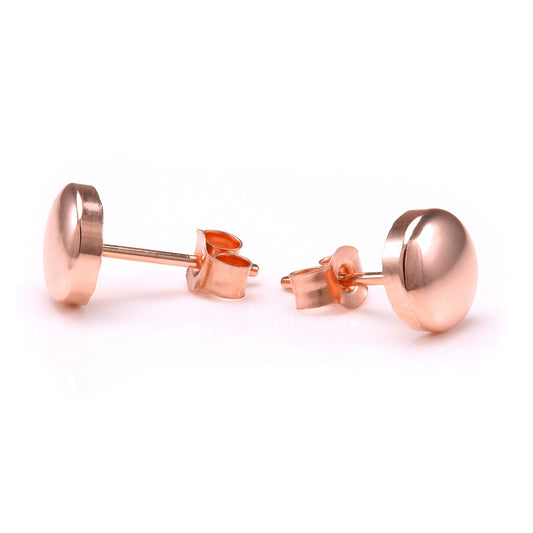 9ct Rose Gold 6mm Round Tablet Hollow Stud Earrings