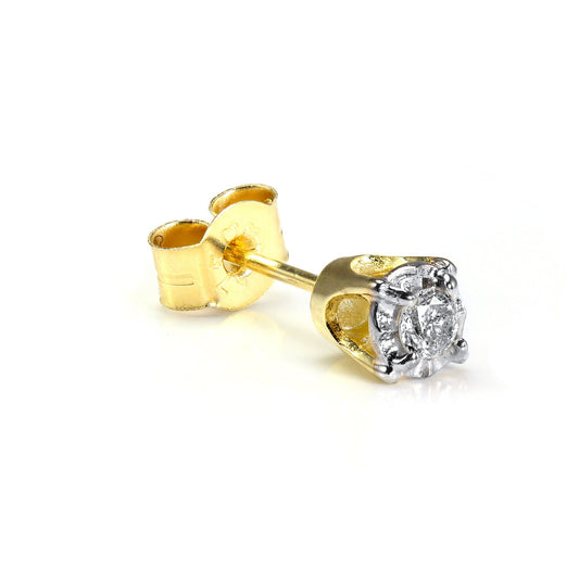 9ct Gold 0.05ct Diamond Square Mens Ear Stud Earring