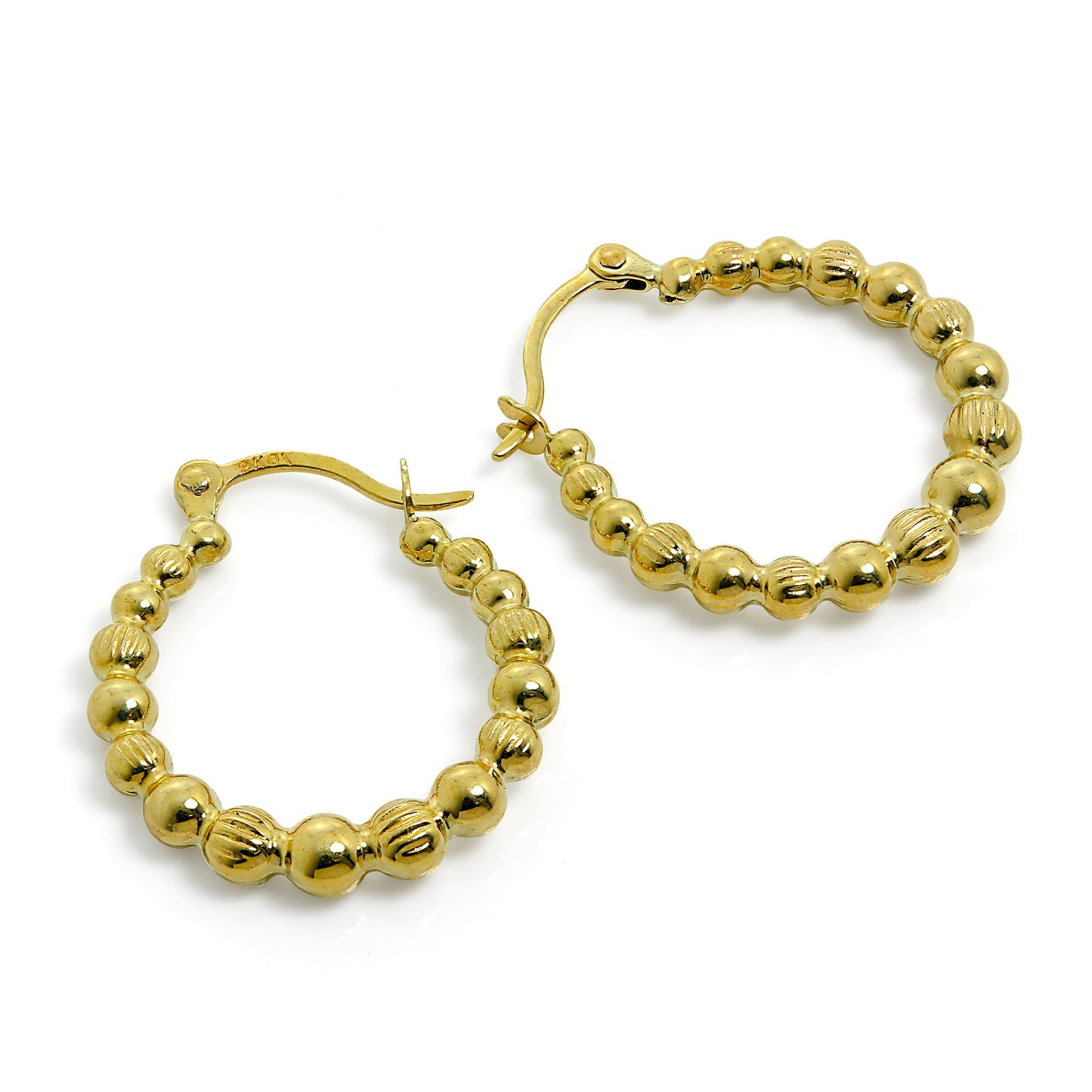 9ct Gold Beaded Creole 12mm Hoop Earrings