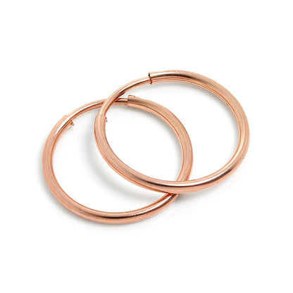 9ct Rose Gold 14mm Sleeper Hoop Earrings