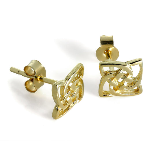 9ct Gold Square Celtic Knot Stud Earrings