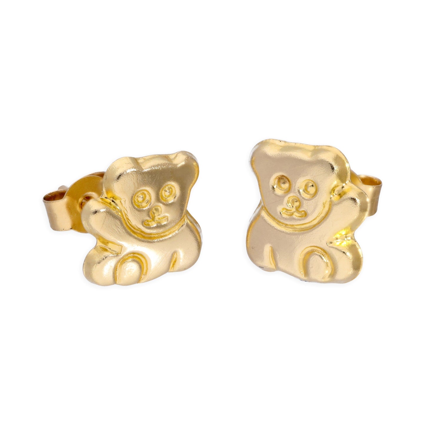 9ct Gold Waving Teddy Bear Stud Earrings
