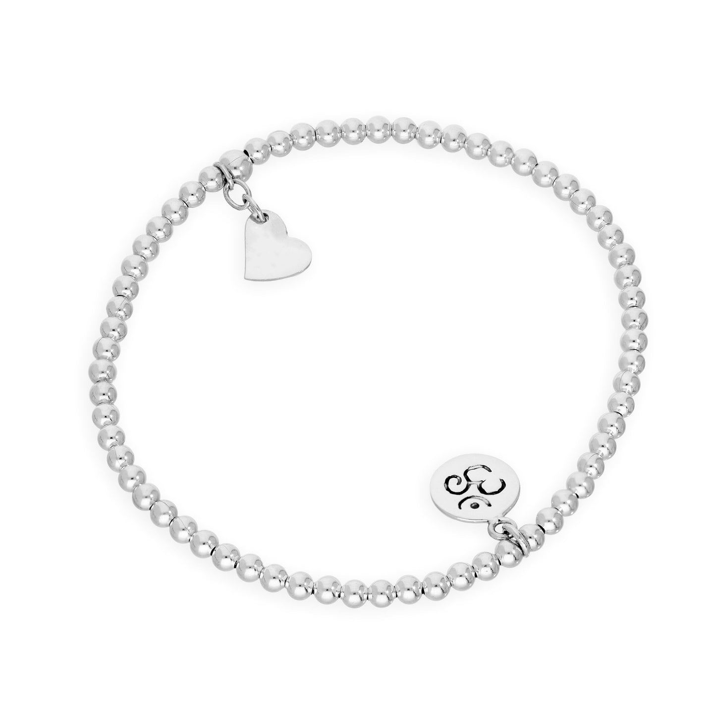 Sterling Silver Hindu Om Symbol Stretchy Bead Bracelet