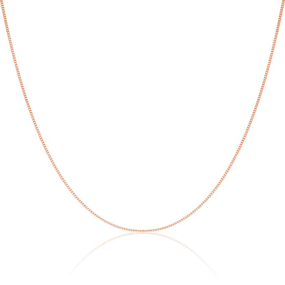 9ct Rose Gold Diamond Cut Curb Chain 16 - 20 Inches