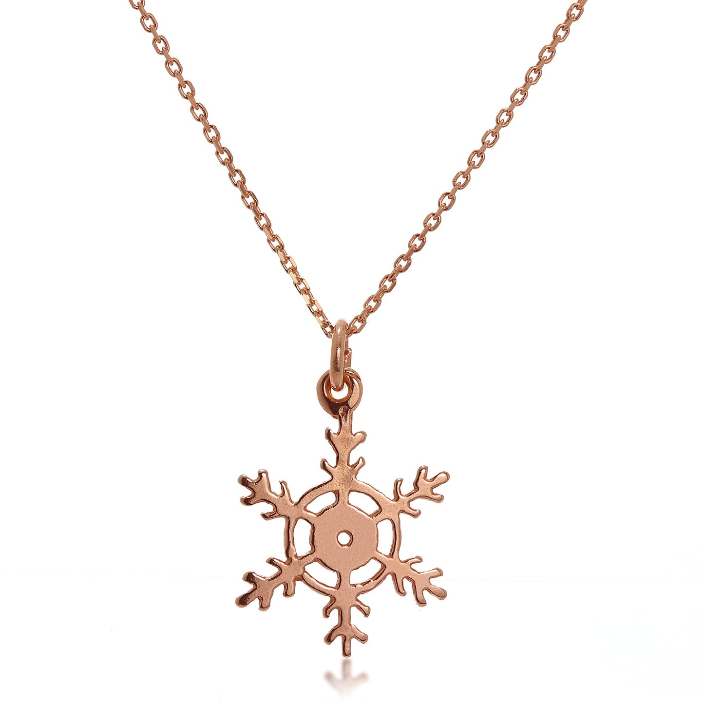 9ct Rose Gold Winter Snowflake Necklace on Chain 16 - 20 Inches