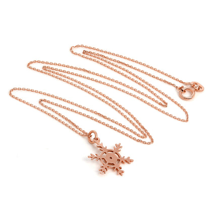 9ct Rose Gold Winter Snowflake Necklace on Chain 16 - 20 Inches