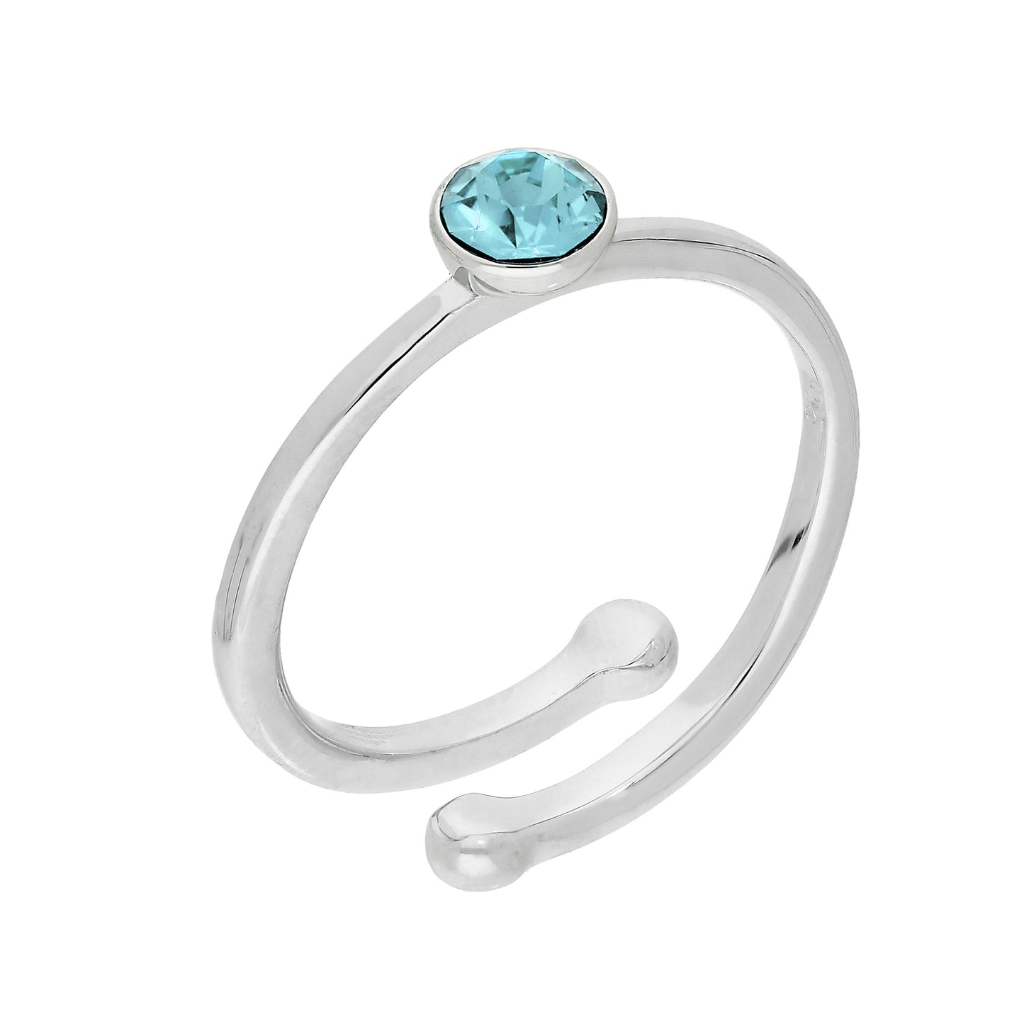 Sterling Silver & CZ Crystal Adjustable Birthstone Rings