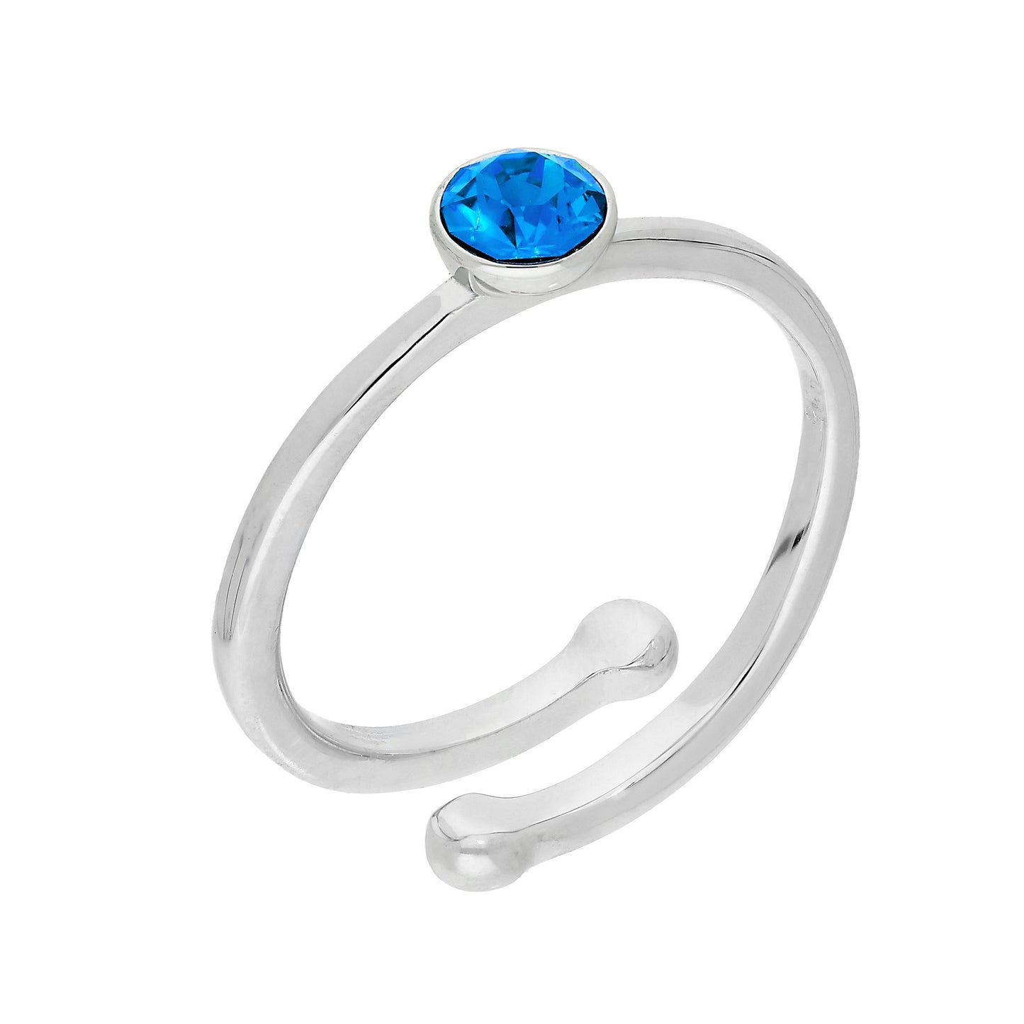 Sterling Silver & CZ Crystal Adjustable Birthstone Rings