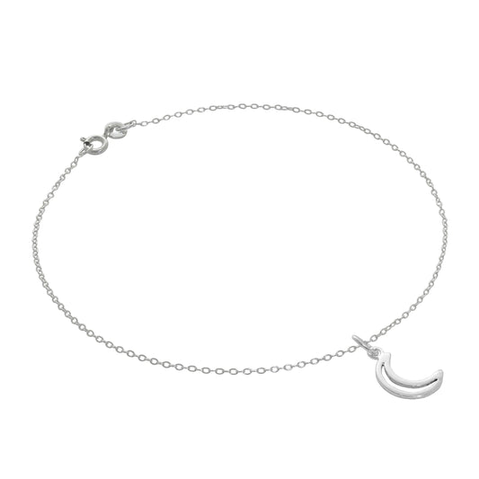 Fin Sterling Sølv Belcher Anklet med Moon Outline Charm - 10 tommer